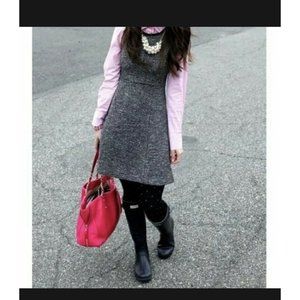 J. Crew Tweed Fit & Flair Dress Jumper Black White Size 10